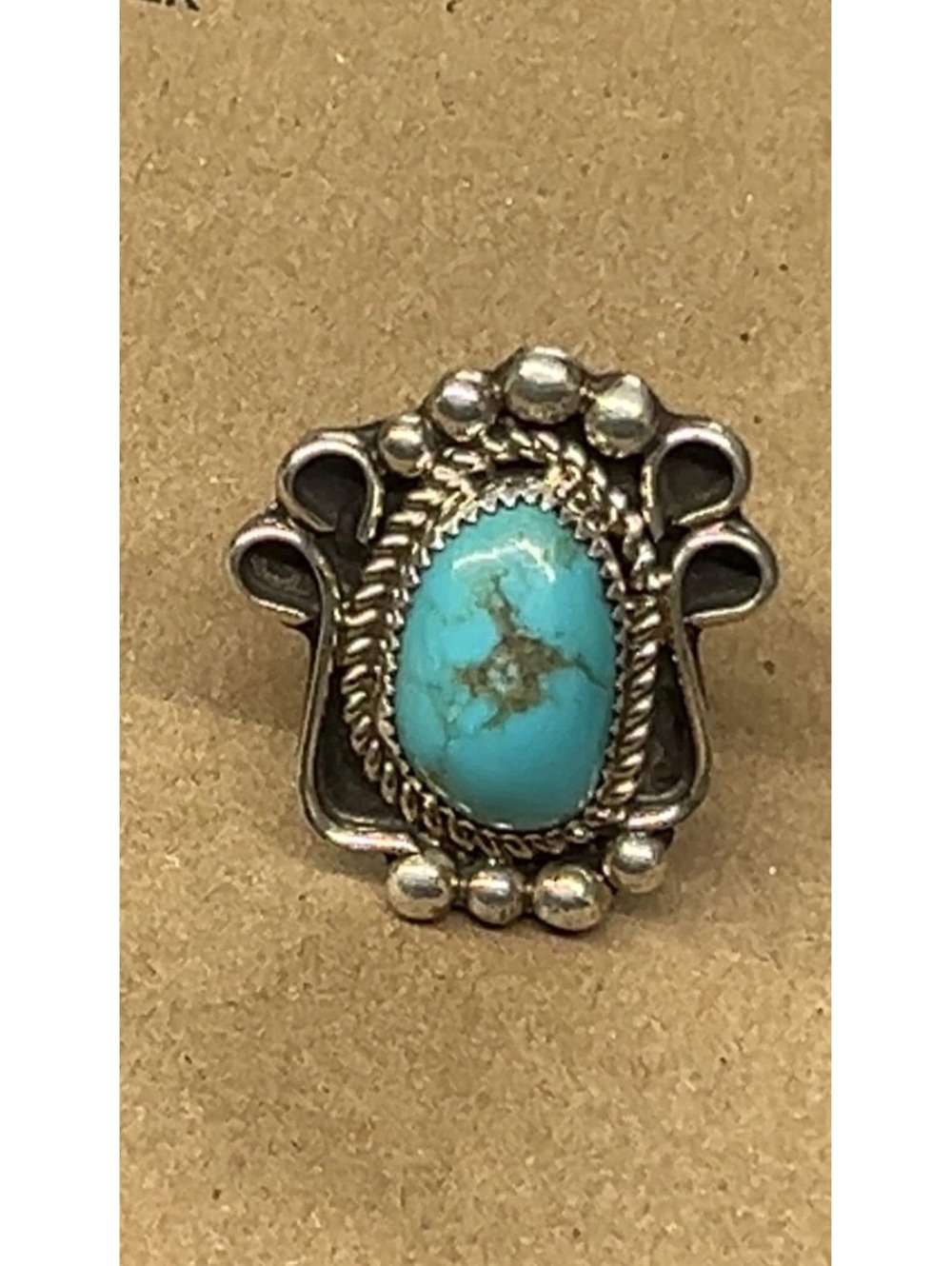 Native American Navajo handmade sterling silver turquoise design ring size 10